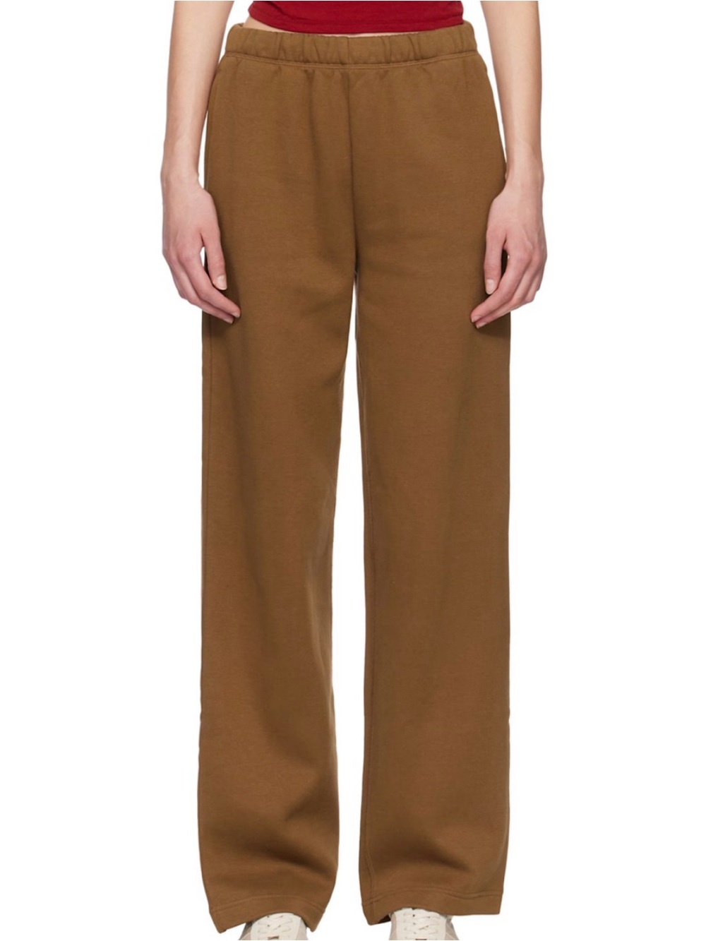 Skims Cotton Fleece Classic Straight Leg Lounge Pant -Bison